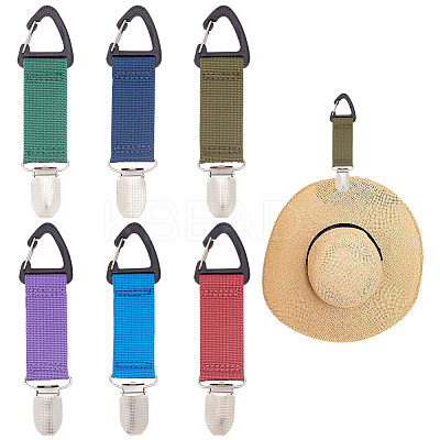 6Pcs 6 Colors Nylon Strap Band Hat Clips FIND-GO0001-13-1