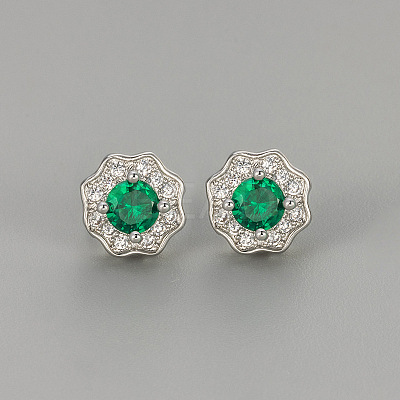 Valentine's Day Brass Clear Cubic Zirconia Stud Earrings WGA37BF-08-1