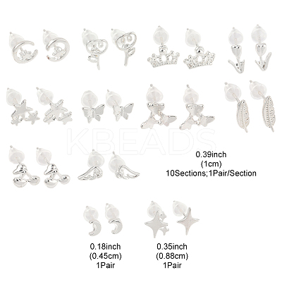 12Pairs 12 Styles Alloy Stud Earrings EJEW-FS0001-29-1