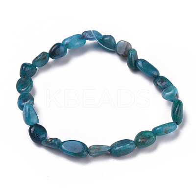 Natural Apatite Bead Stretch Bracelets X-BJEW-K213-40-1