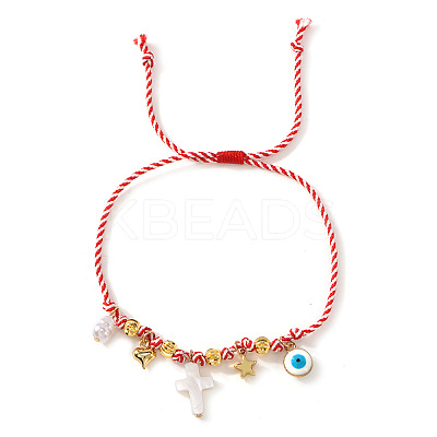 Adjustable Brass Link & Charm Cord Bracelets CW8626-1
