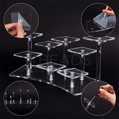 8-Slot Transparent Acrylic Minifigures Display Risers ODIS-WH0043-29A-1