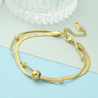 304 Stainless Steel Chain Bracelets BJEW-C084-08G-1