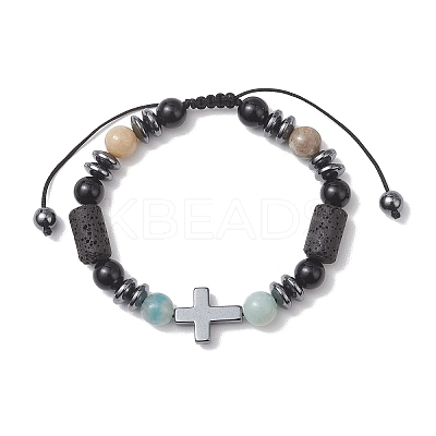 3Ocs Natural Mixed Gemstone Beads Braided Bead  Bracelets BJEW-JB13195-1