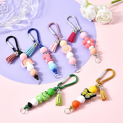 Silicone & Faux Suede Tassel Pendant Decoration HJEW-YW00100-01-1