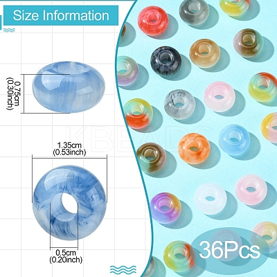 36Pcs 3 Styles Resin European Beads RESI-FS0001-72-1