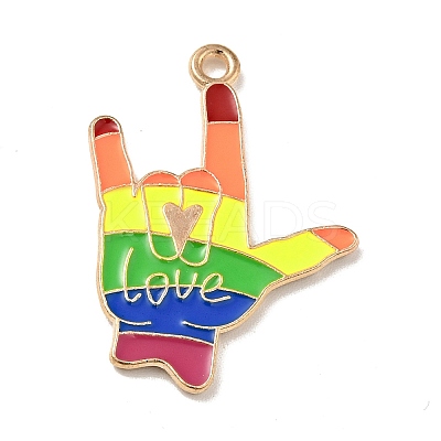Rainbow Color Alloy Enamel Pendants ENAM-G208-19KCG-1