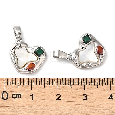 Brass Micro Pave Cubic Zirconia Pendants KK-P239-11P-1