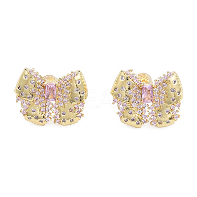 Cubic Zirconia Bowknot Stud Earrings EJEW-N011-66-1