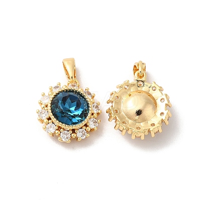 Brass Micro Pave Cubic Zirconia Pendants X-KK-M243-03G-1