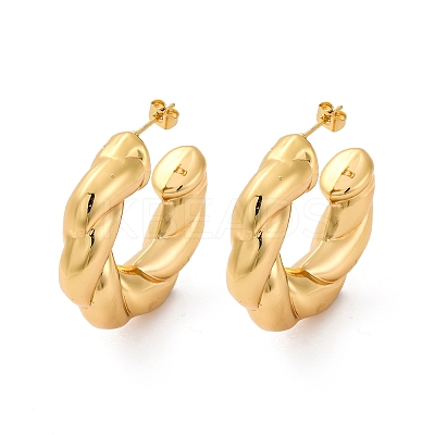 Twist C-Shaped 304 Stainless Steel Stud Earrings for Women LS-EJEW-A125-04G-1