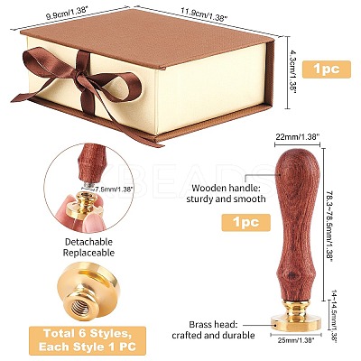 8Pcs 8 Style Pear Wood Handle AJEW-PH0001-78D-1
