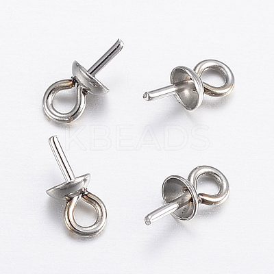 304 Stainless Steel Cup Pearl Peg Bails Pin Pendants X-STAS-H452-01P-1
