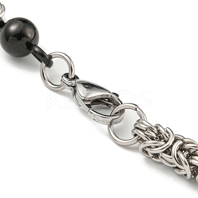 Non-Tarnish Two Tone 201 Stainless Steel Round Link & Byzantine Chain Bracelet BJEW-B078-21BP-1