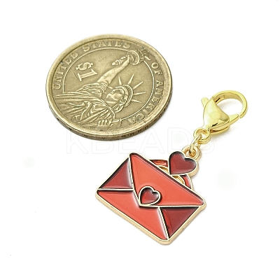 Valentine's Day Envelope Heart Alloy Enamel Pendant Decorations HJEW-JM02897-1