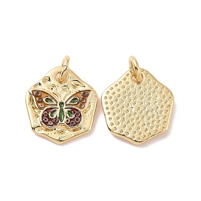 Rack Plating Brass Charms ZIRC-C042-01G-1