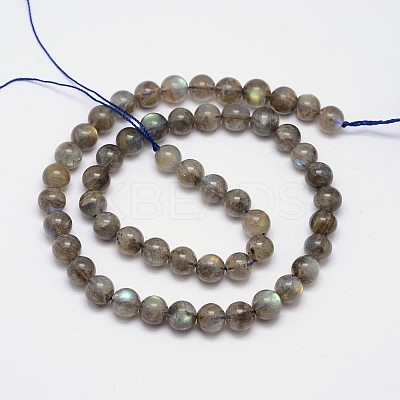 Natural Labradorite Round Bead Strands G-M262-6mm-09-1