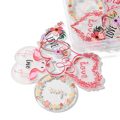 10Pcs 5 Styles Valentine's Day Theme Acrylic Pendants MACR-FS0001-40-1