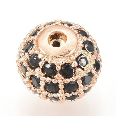 Brass Micro Pave Cubic Zirconia Beads ZIRC-Q013-10mm-143RG-1