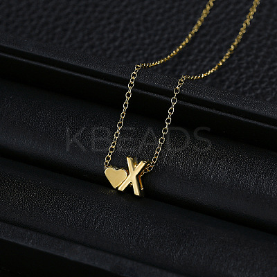 Alloy Letter Heart Pendant Necklaces for Women WGBB55E-20-1