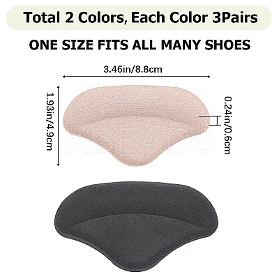 6 Pairs 2 Colors Cotton Anti-Wear Heel Grips FIND-GF0005-49-1