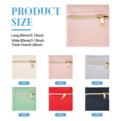 6Pcs 6 Colors Imitation Leather Jewelry Storage Zipper Bags ABAG-TA0001-66A-1