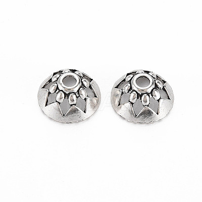 Tibetan Style Alloy Bead Caps TIBEP-T006-13AS-1