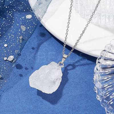 Natural Quartz Crystal Nugget Pendant Necklaces NJEW-JN04507-05-1