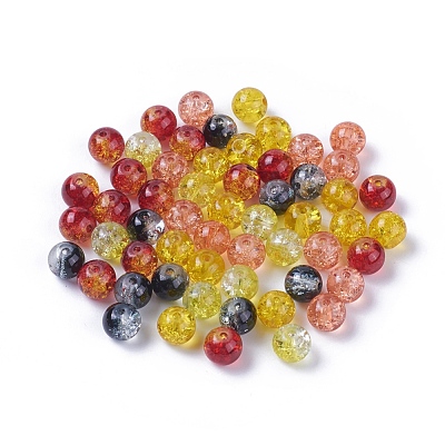 5 Colors Spray Painted & Baking Paint Crackle Glass Beads CCG-X0010-07-8mm-1