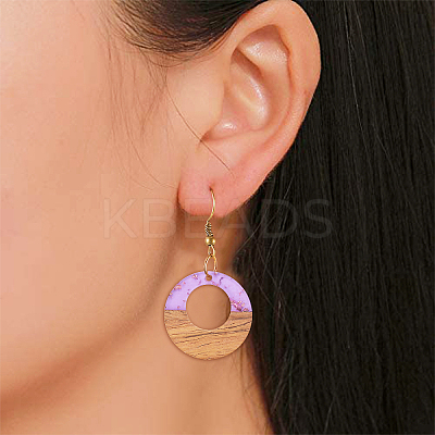 Transparent Resin & Walnut Wood Pendants RESI-CJ0001-73-1