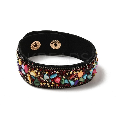 Faux Suede Snap Cord Bracelet LS-BJEW-F428-05-1