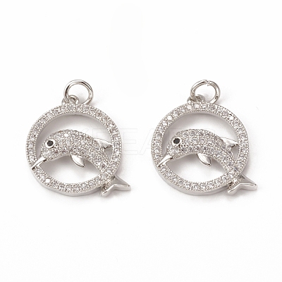 Brass Micro Pave Cubic Zirconia Pendants KK-E068-VB017-1