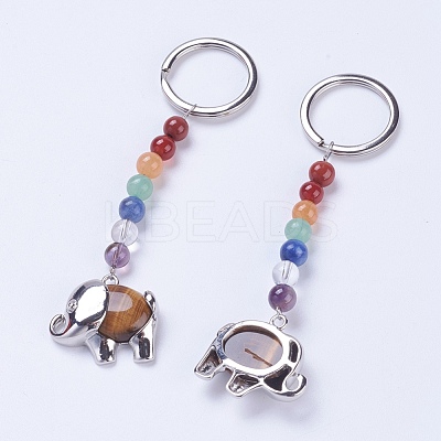 Natural Tiger Eye Chakra Keychain KEYC-P040-E05-1
