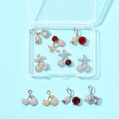 10Pcs 10 Styles Brass Micro Pave Cubic Zirconia Pendants KK-FS0001-80-1