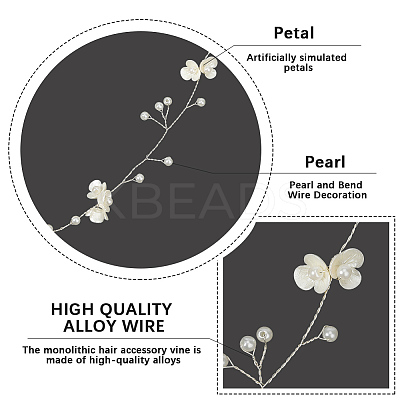 Handmade Imitation Pearl with Polyester and Resin Flower Headbands Hair Vine for Bride OHAR-WH20010-07S-1