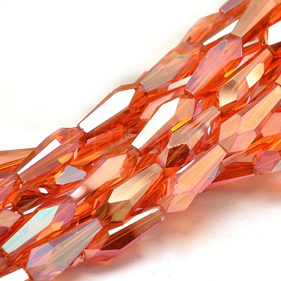Full Rainbow Plated Faceted Teardrop Glass Bead Strands X-EGLA-J096-FR06-1