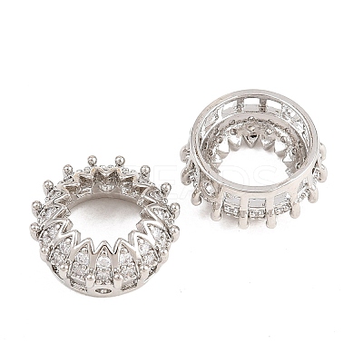 Crown Brass Clear Cubic Zirconia European Beads KK-B186-10P-1