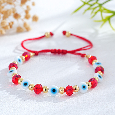 Evil Eye Handmade Lampwork & Faceted Glass Bead Braided Bracelets GH2736-3-1