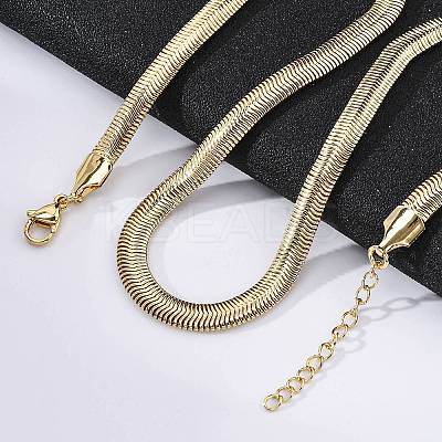 Rack Plating Brass Herringbone Chains Necklace for Men Women NJEW-M193-01G-1
