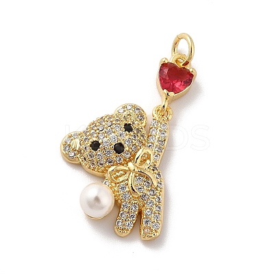 Rack Plating Brass Micro Pave Cubic Zirconia Pendants X-KK-A160-14G-1