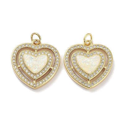 Brass Micro Pave Clear Cubic Zirconia Pendants KK-L213-014G-1