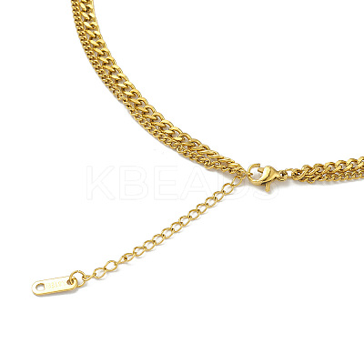 Ion Plating(IP) 304 Stainless Steel Curb Chains Double Layer Necklaces NJEW-M199-14G-1