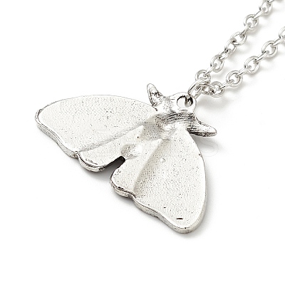 Alloy Moon Phase Moth Pendant Necklace LS-NJEW-G056-04AS-1