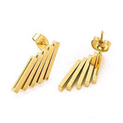 Ion Plating(IP) 304 Stainless Steel Rhombus Stud Earrings for Women EJEW-A089-05G-1
