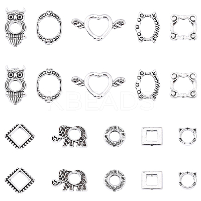 100Pcs 10 Styles Tibetan Style Alloy Bead Frame FIND-YW0007-62-1