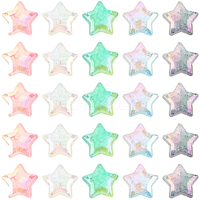 60Pcs 5 Colors UV Plating Transparent Crackle Acrylic Beads OACR-PA0001-04-1