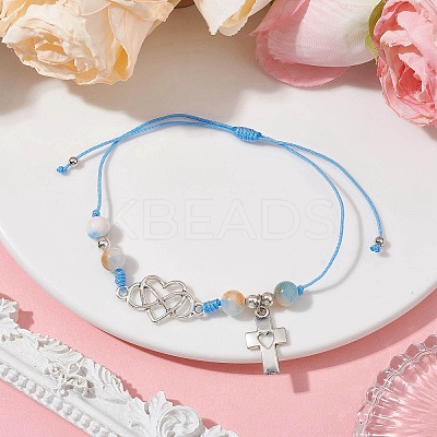 Natural Dyed White Jade Braided Bead Bracelets BJEW-JB09823-01-1