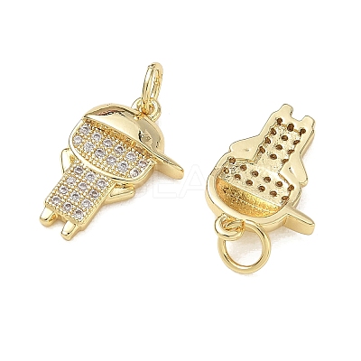 Brass Micro Pave Clear Cubic Zirconia Pendants CU-CBA9AFC-01G-33-1