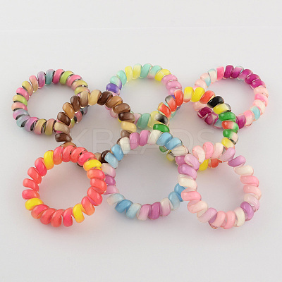 Printed Plastic Telephone Cord Elastic Hair Ties OHAR-R111-10-1