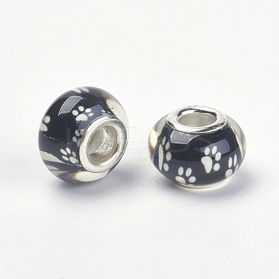 Large Hole Dog Paw Prints Pattern Resin European Beads X-OPDL-Q128-12J-1